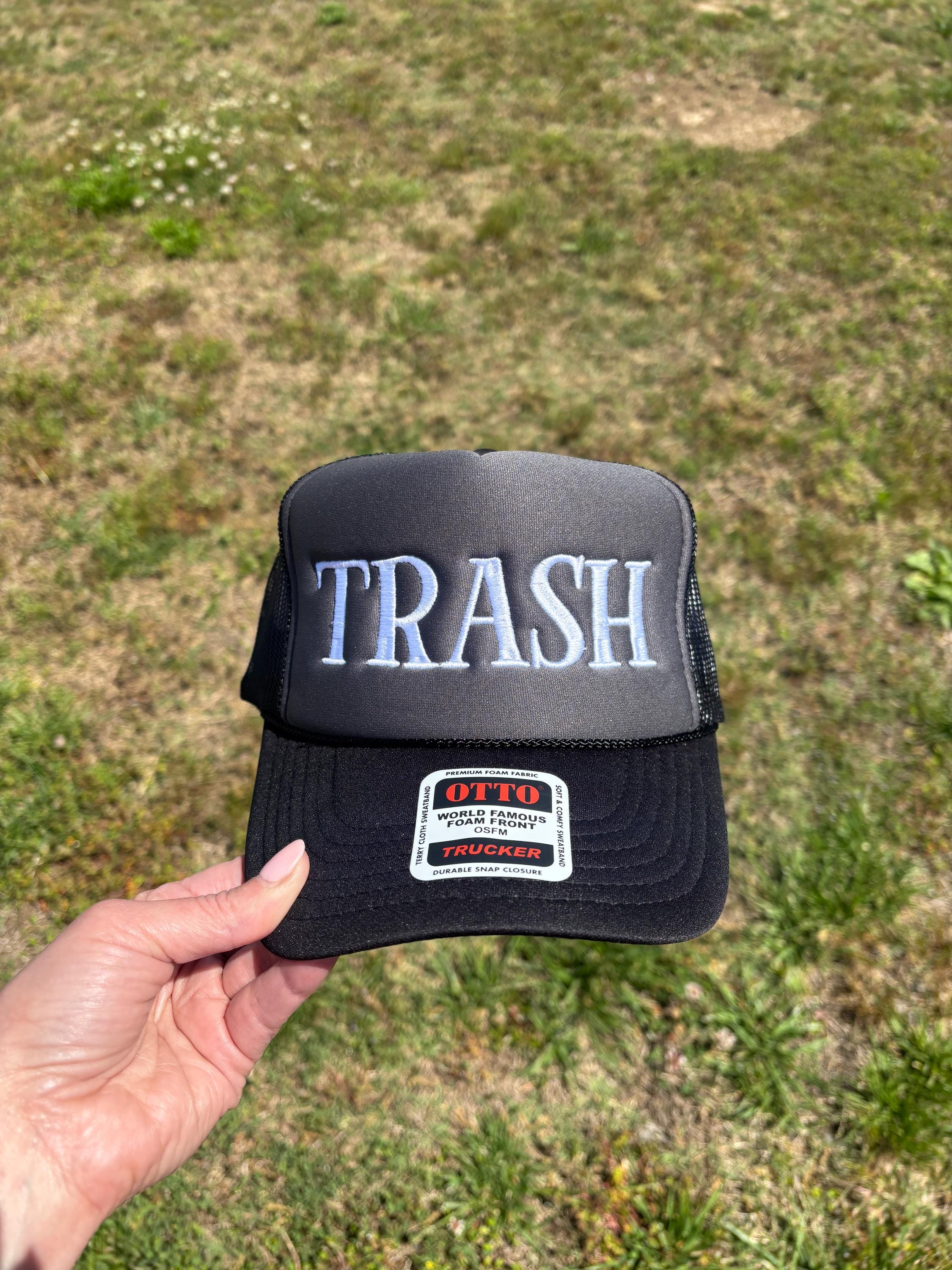 White Trash Custom Embroidered Trucker Hat: Foam Snapback - Choose Hat Style, Color