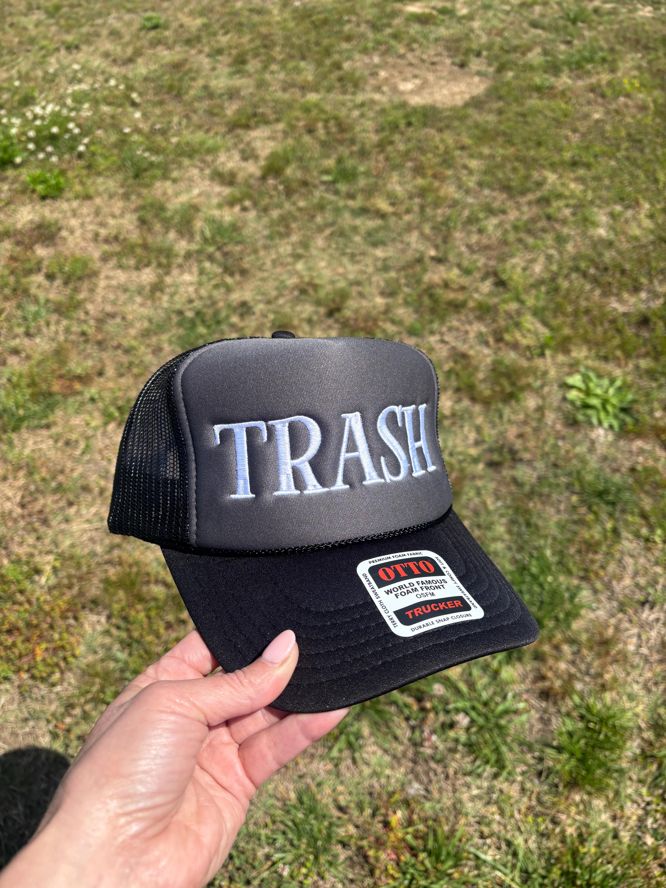 White Trash Custom Embroidered Trucker Hat: Foam Snapback - Choose Hat Style, Color