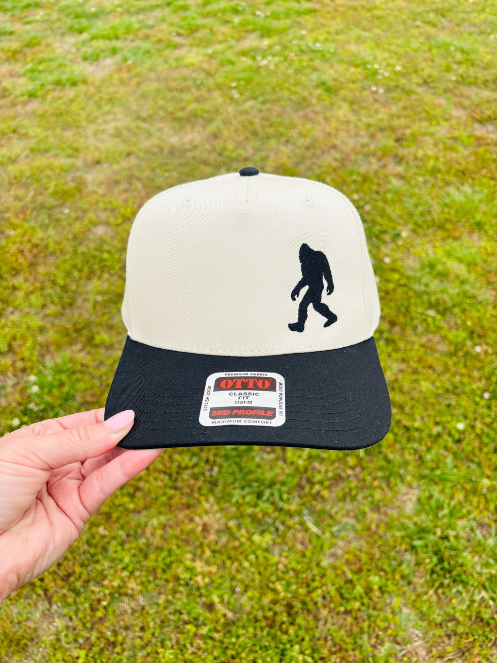 Embroidered Sasquatch Ball Cap Choose Your Bill and Thread Color  Bigfoot Hat Adjustable Snap Back