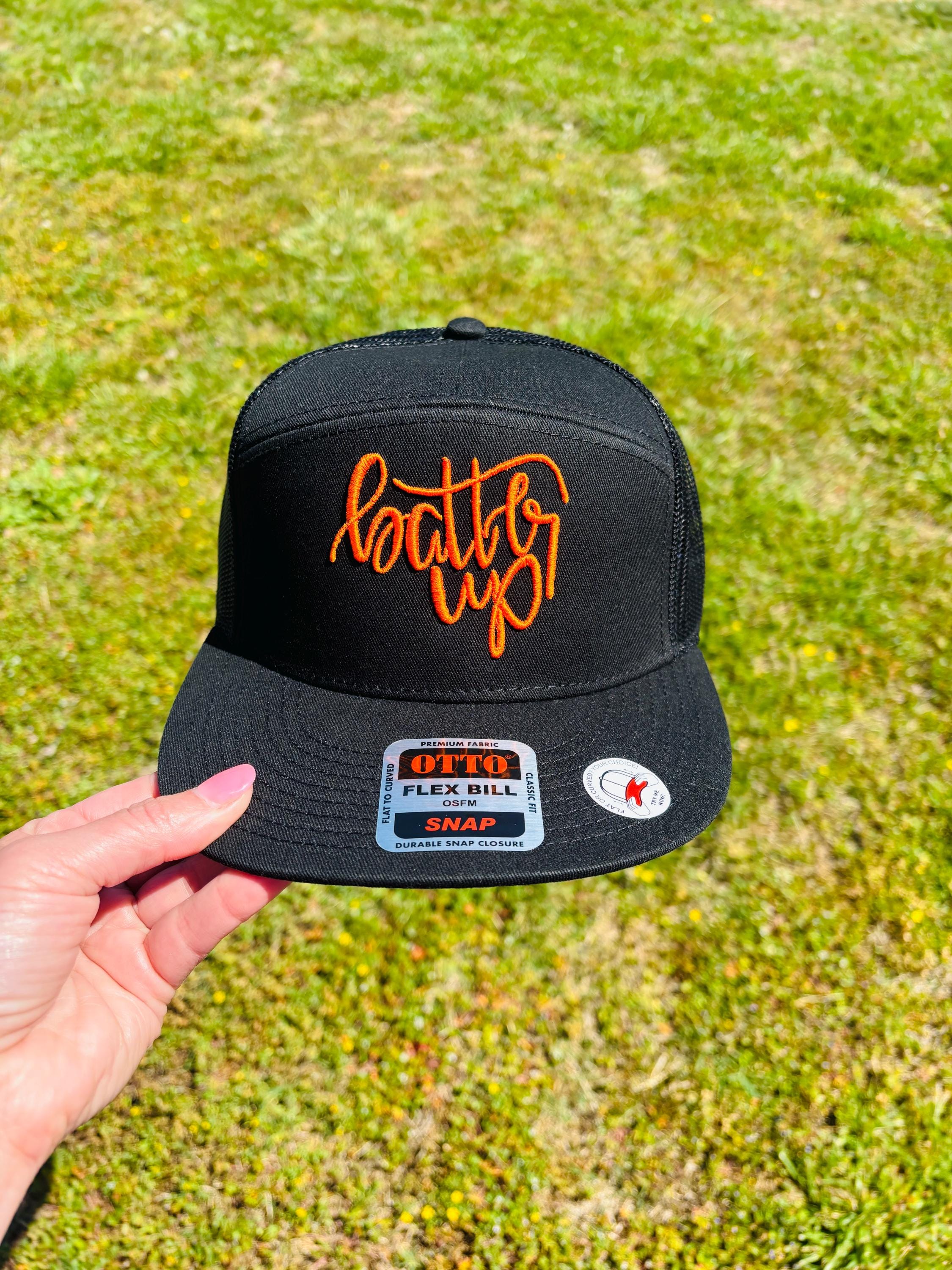 Your Color Choice Batter Up PUFF Embroidery SnapBack Trucker Hat Ball Cap