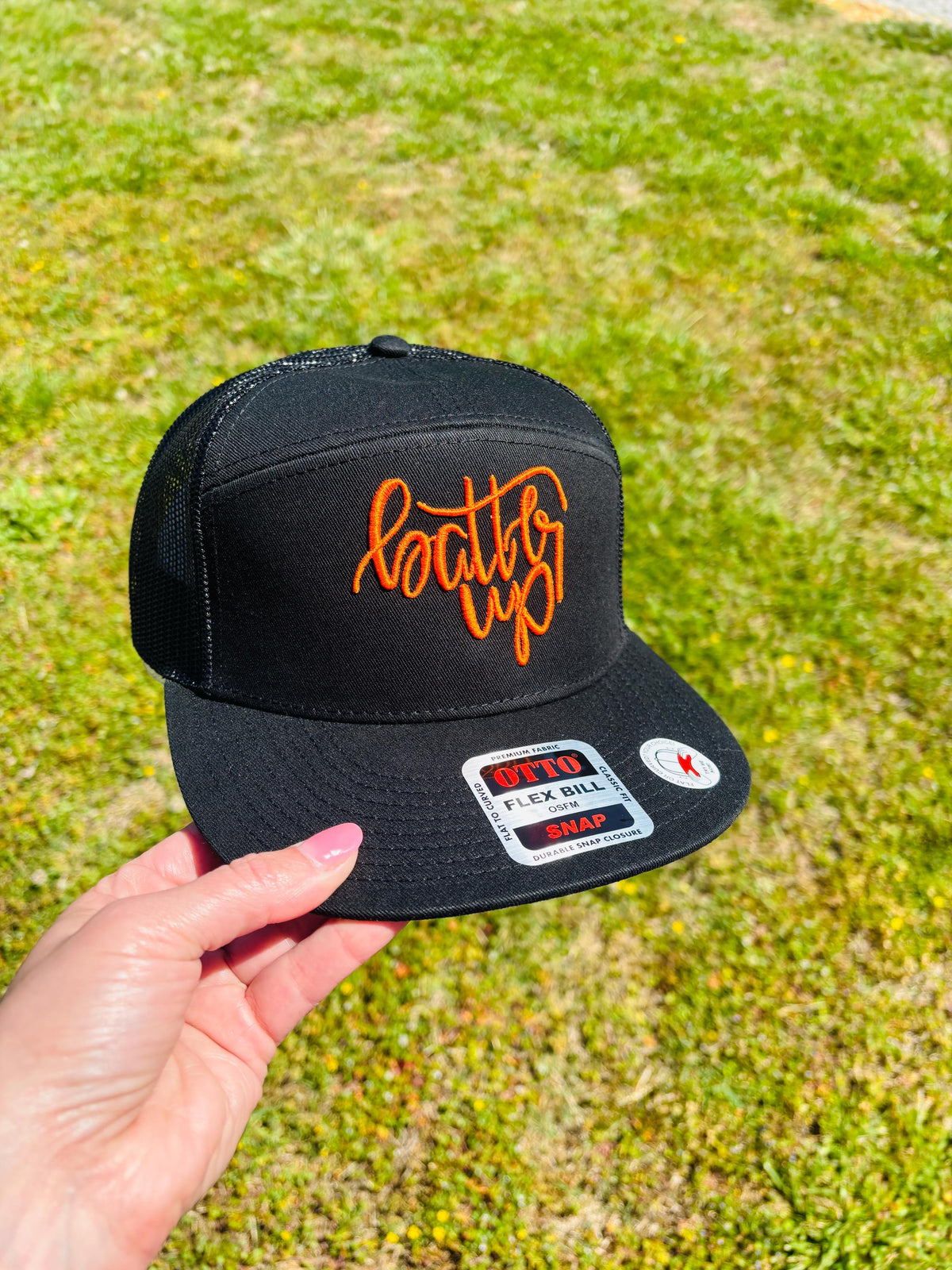 Your Color Choice Batter Up PUFF Embroidery SnapBack Trucker Hat Ball Cap