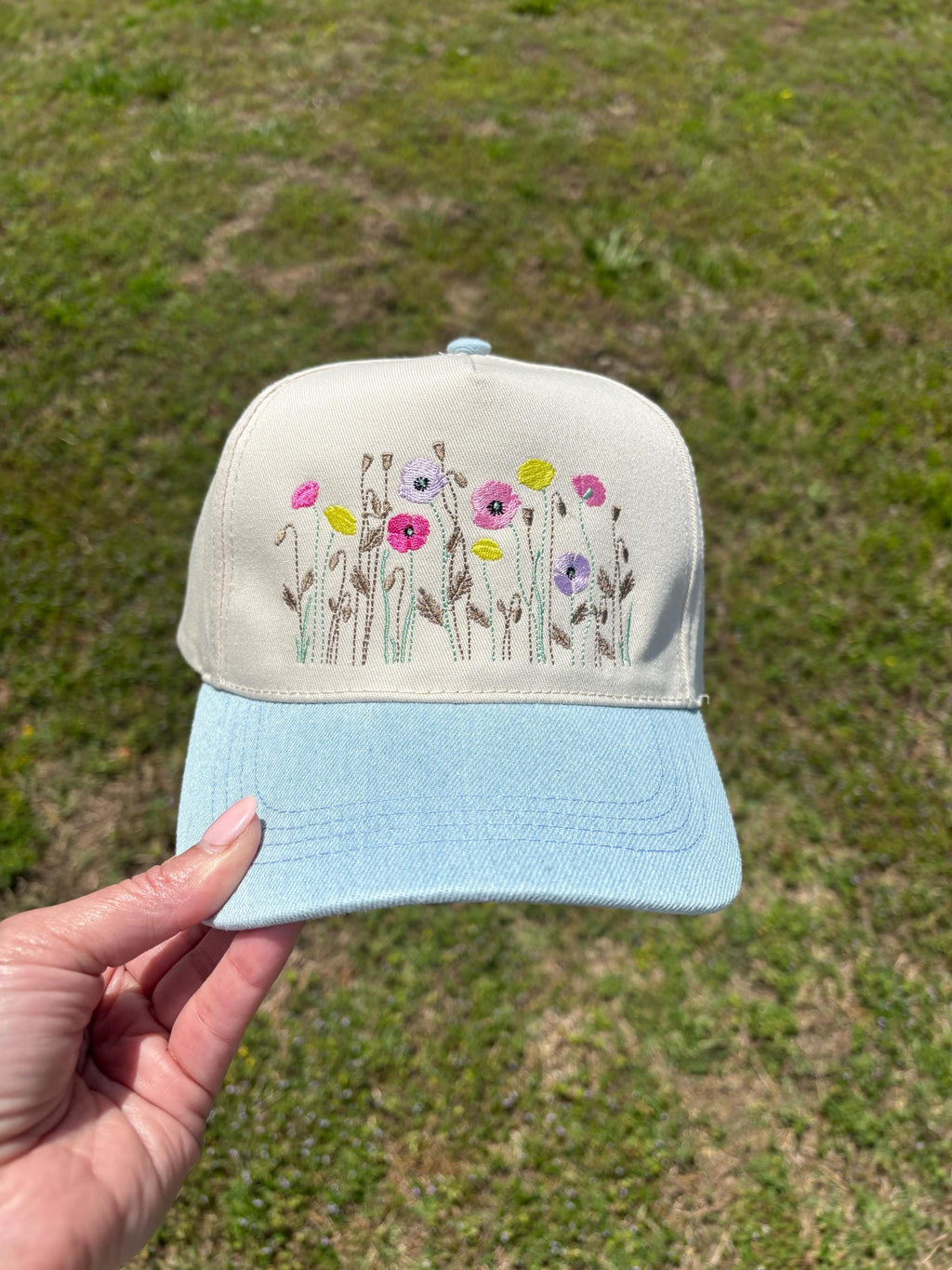 Anemone Poppy Flowers Hat with Adjustable Snap Back
