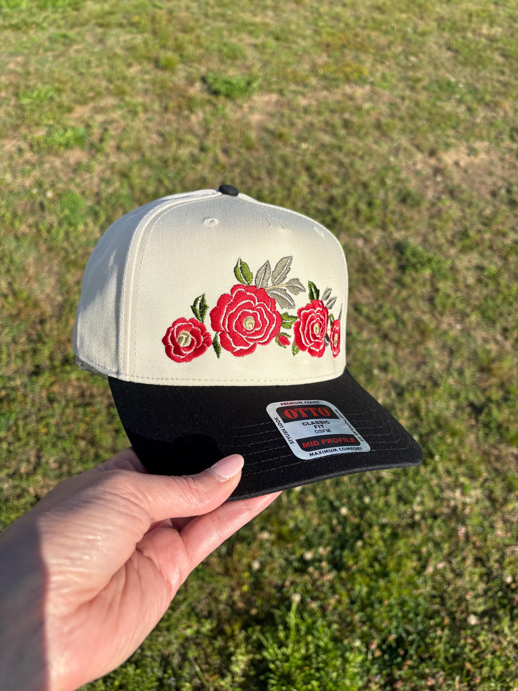 Rose Swag Hat Ball Cap with Adjustable Snap Back