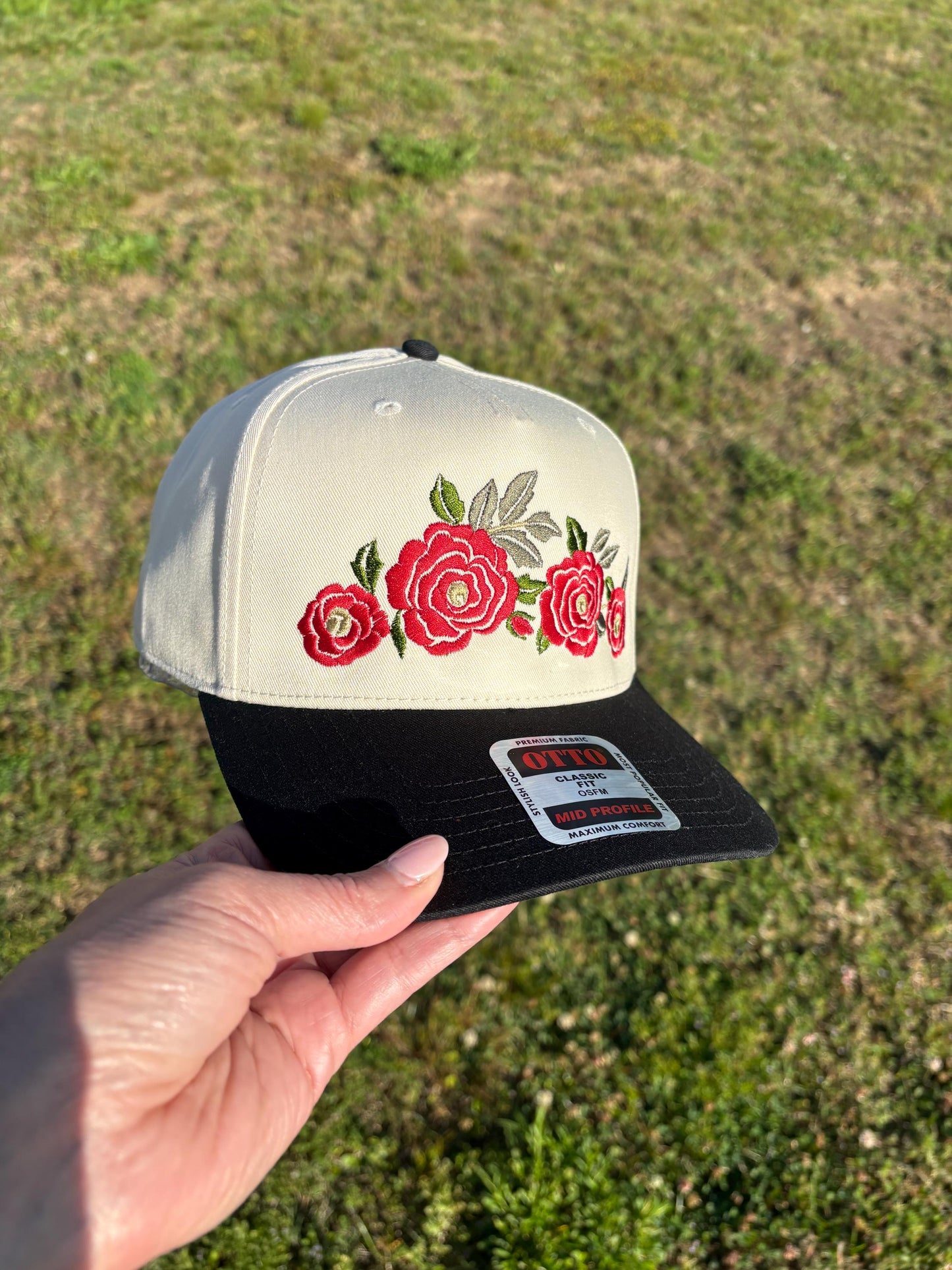 Rose Swag Hat Ball Cap with Adjustable Snap Back