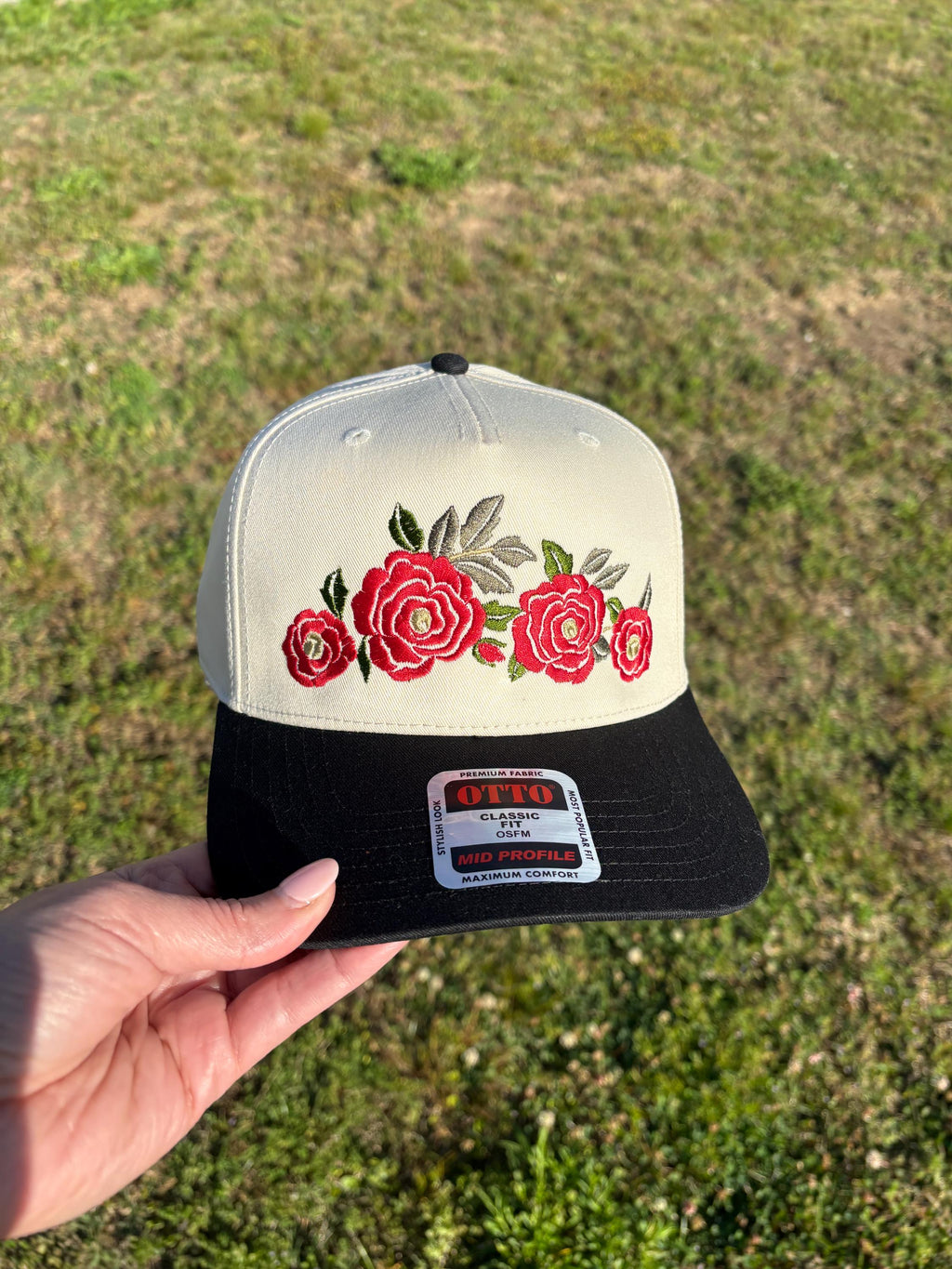Rose Swag Hat Ball Cap with Adjustable Snap Back