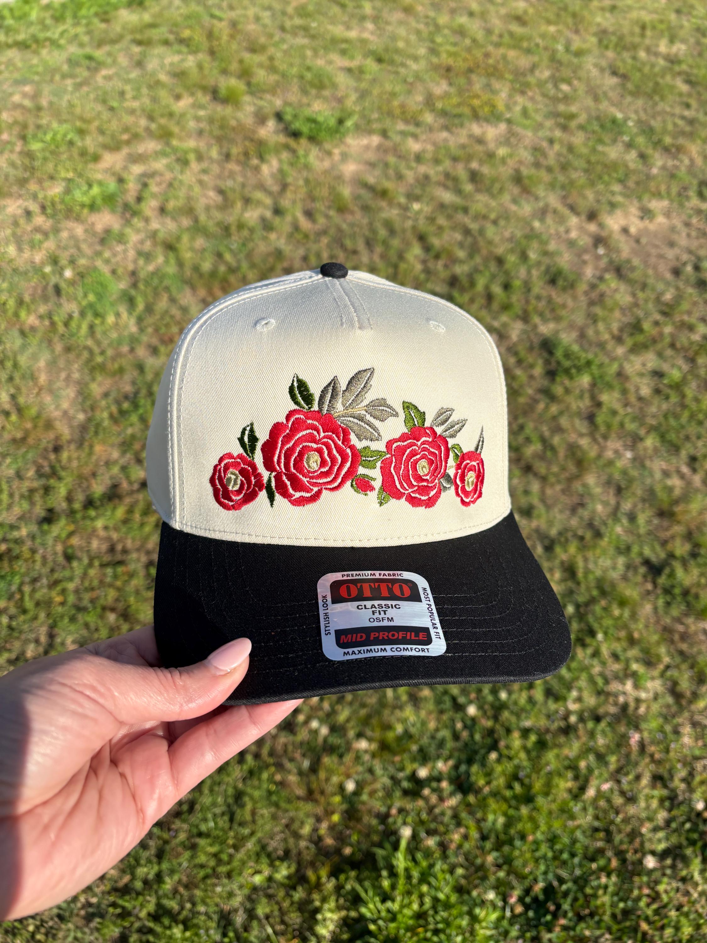Rose Swag Hat Ball Cap with Adjustable Snap Back
