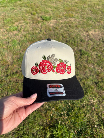 Rose Swag Hat Ball Cap with Adjustable Snap Back