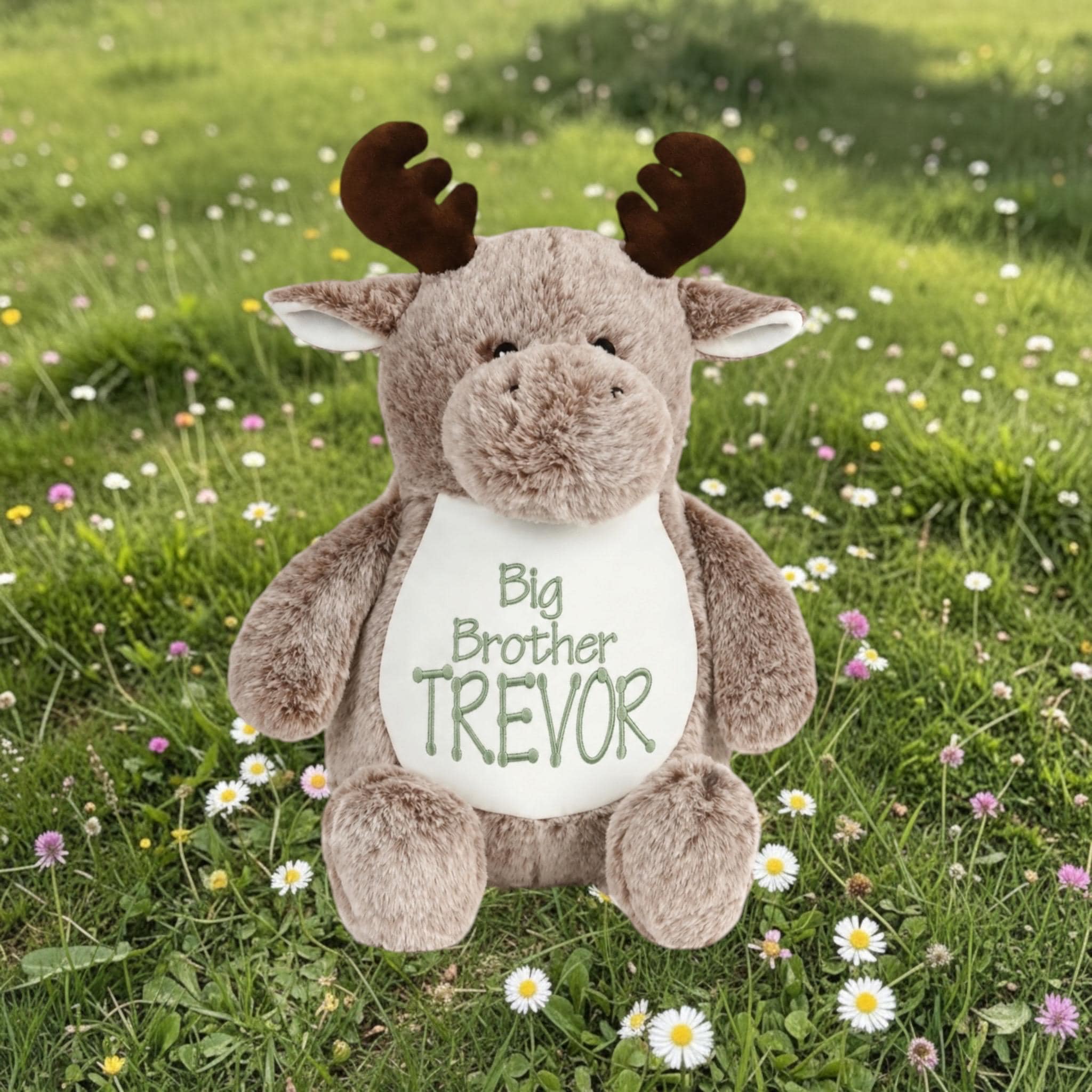 Cubbies Personalized Moose Stuffed Animal with Removable Cover Custom Embroidered Name on Belly