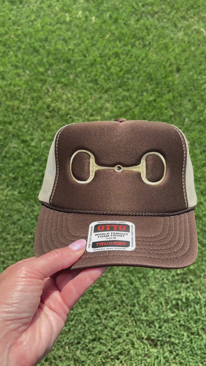 Gold Horse Bit Trendy Trucker Hat Embroidered Snapback