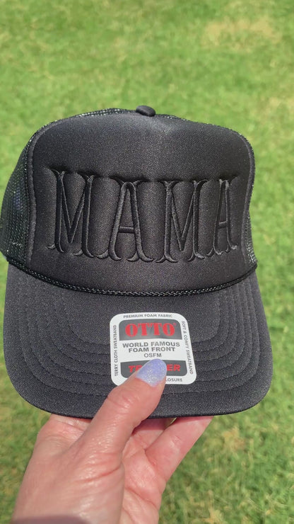 MAMA Black on Black Foam Front Trucker Hat with Adjustable Snap Back